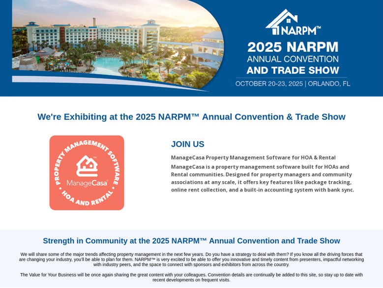 ManageCasa to Exhibit at the 2025 NARPM