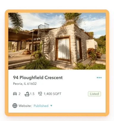 Modern stone rental property with rooftop terrace in Peoria, Illinois, showcasing listing details such as price, size, and amenities on ManageCasa.