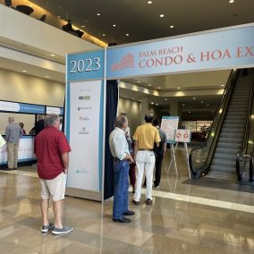 Attendees entering the 2023 Palm Beach Condo &amp; HOA Expo, highlighting industry events where ManageCasa connects with community association leaders.