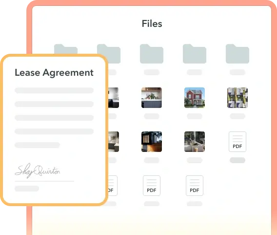 ManageCasa digital document management system displaying organized lease agreements and property files for easy access.