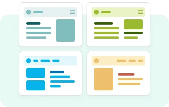 ManageCasa website layout templates showing customizable color themes and styles for property management websites.