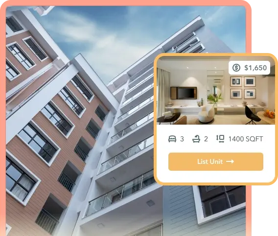 ManageCasa platform showing apartment listing with rent price, unit details, and option to list property online for tenants to view. ManageCasa platform showing apartment listing with rent price, unit details, and option to list property online for tenants to view.