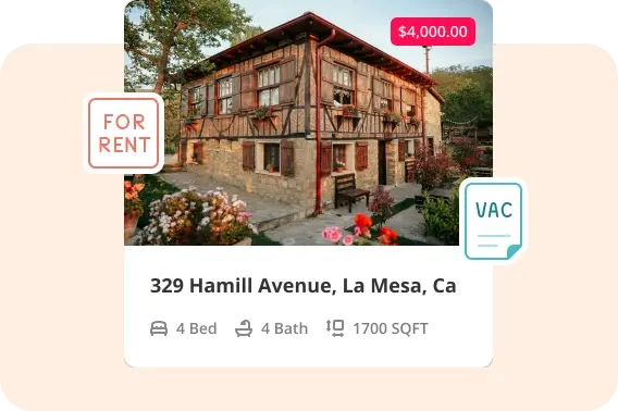 Rental property listing at 329 Hamill Avenue, La Mesa, California showing a 4-bedroom home available for rent at $4,000 per month. Rental property listing at 329 Hamill Avenue, La Mesa, California showing a 4-bedroom home available for rent at $4,000 per month.