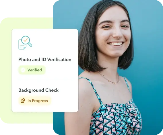 Tenant identity verification screen showing verified photo ID and ongoing background check through ManageCasa’s tenant screening feature.